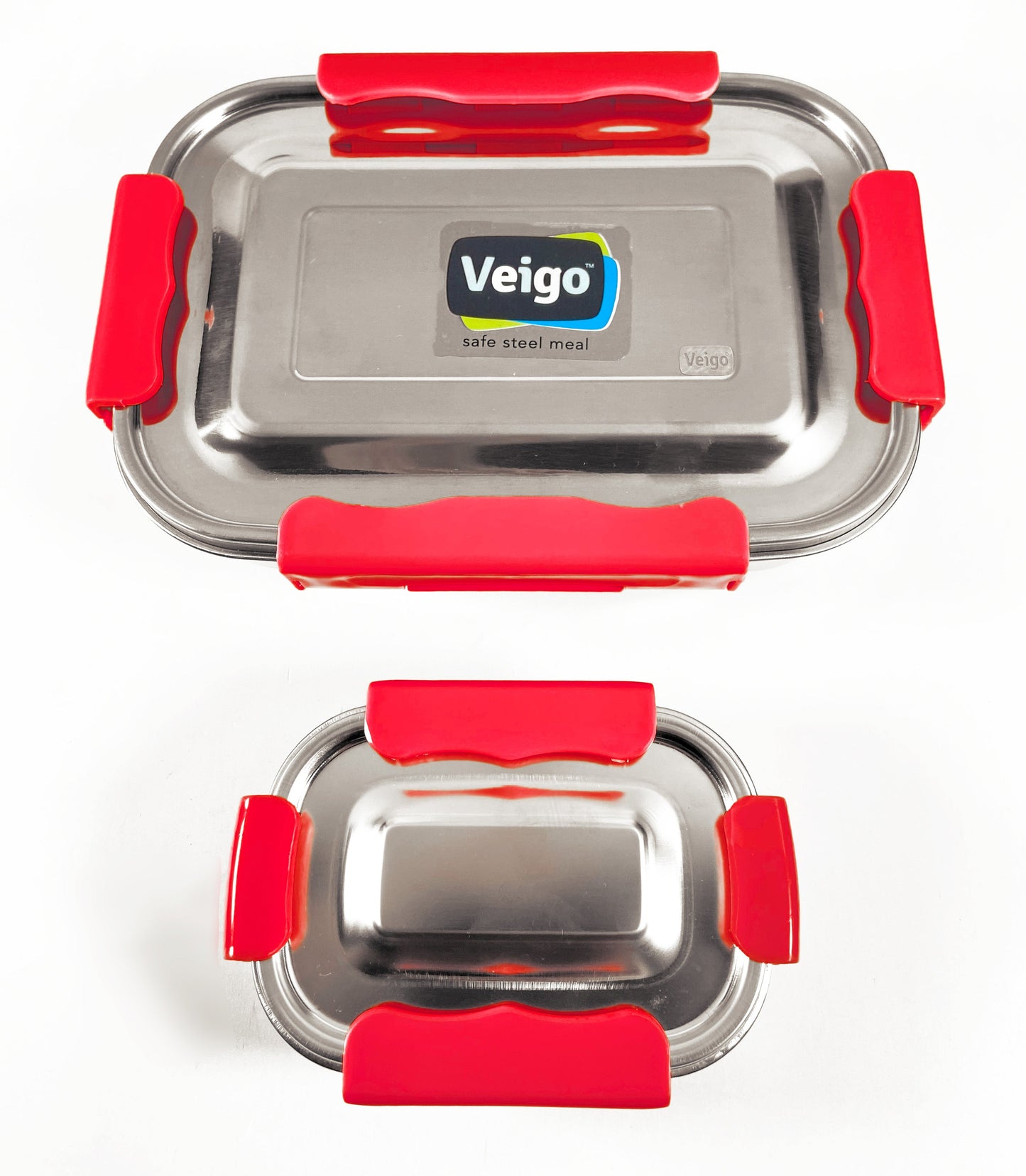 Veigo MaxoSteel JUMBO Lunch Box w/ Veg Box - Veigo Lunch Box / Red