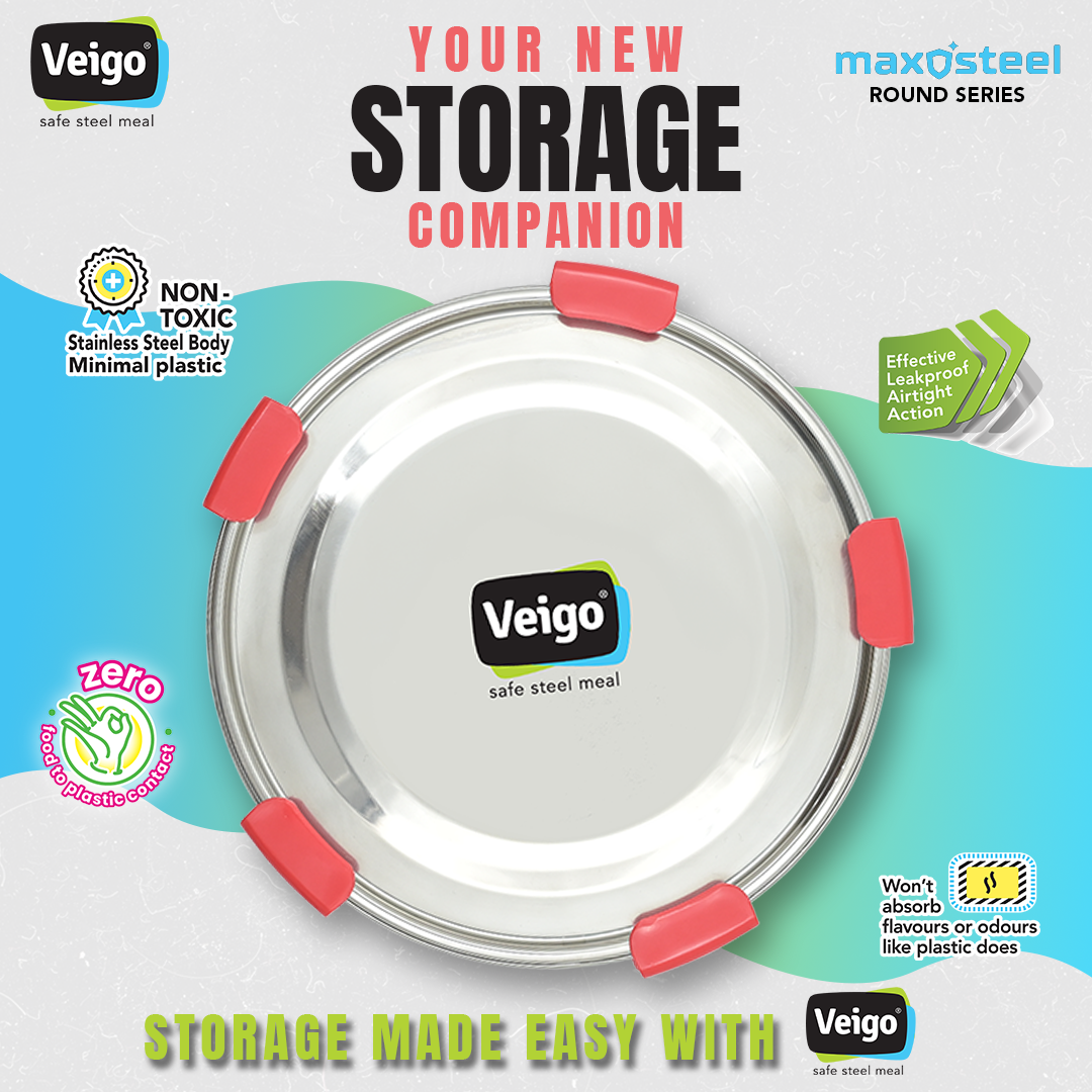 Veigo Maxosteel Round Storage Box- Set of 2 - Veigo Yellow