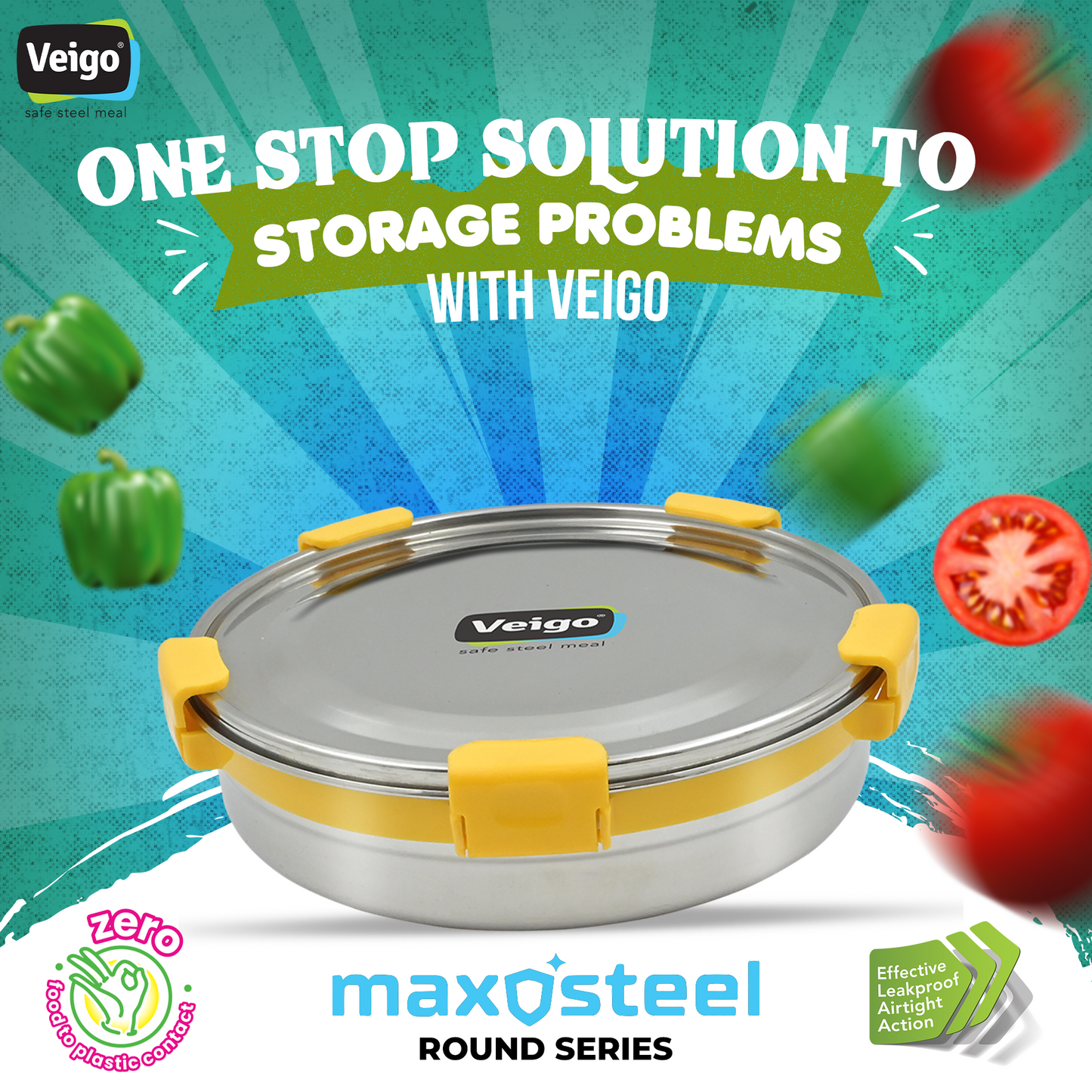 Veigo Maxosteel Round Storage Box- Set of 2 - Veigo Yellow