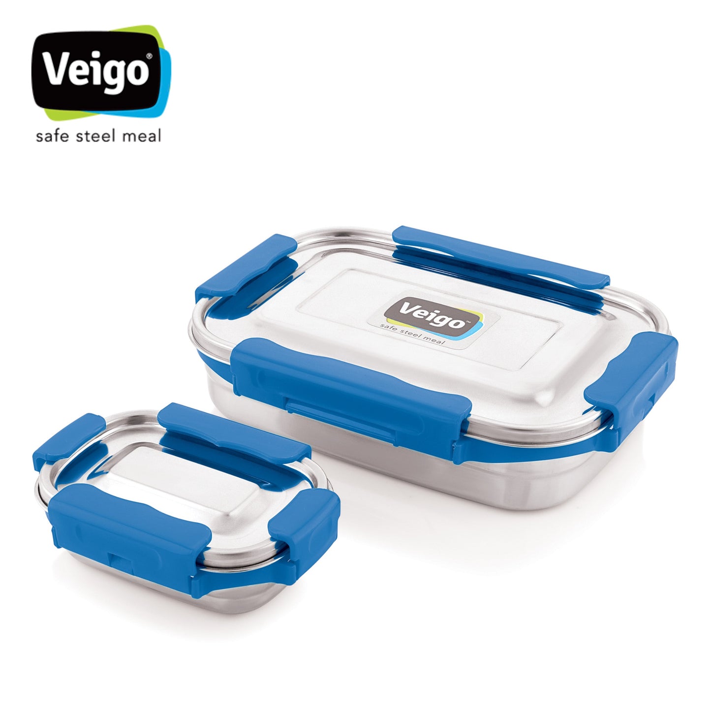 Veigo MaxoSteel JUMBO Lunch Box w/ Veg Box - Veigo Lunch Box / Dark Blue