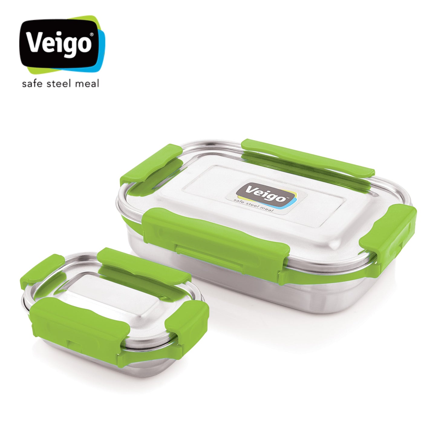 Veigo MaxoSteel JUMBO Lunch Box w/ Veg Box - Veigo Lunch Box / Green