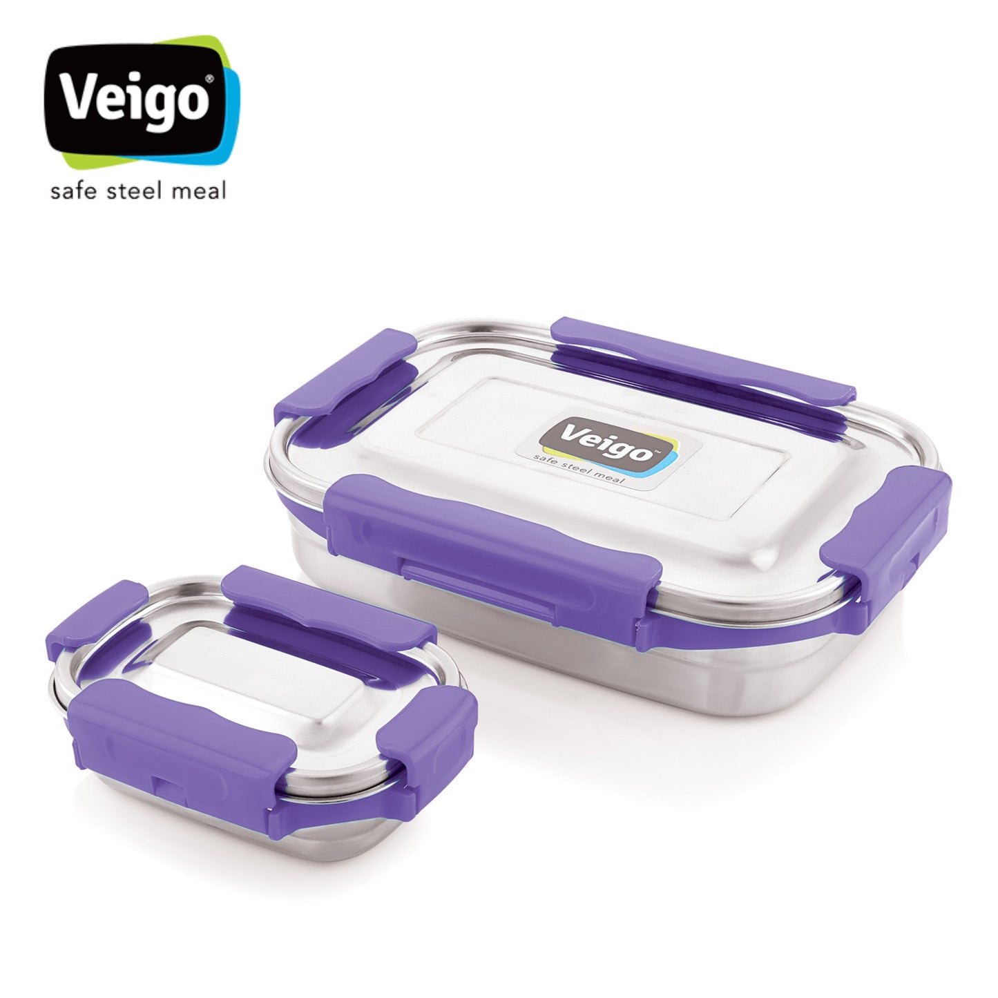 Veigo MaxoSteel JUMBO Lunch Box w/ Veg Box - Veigo Lunch Box / Violet