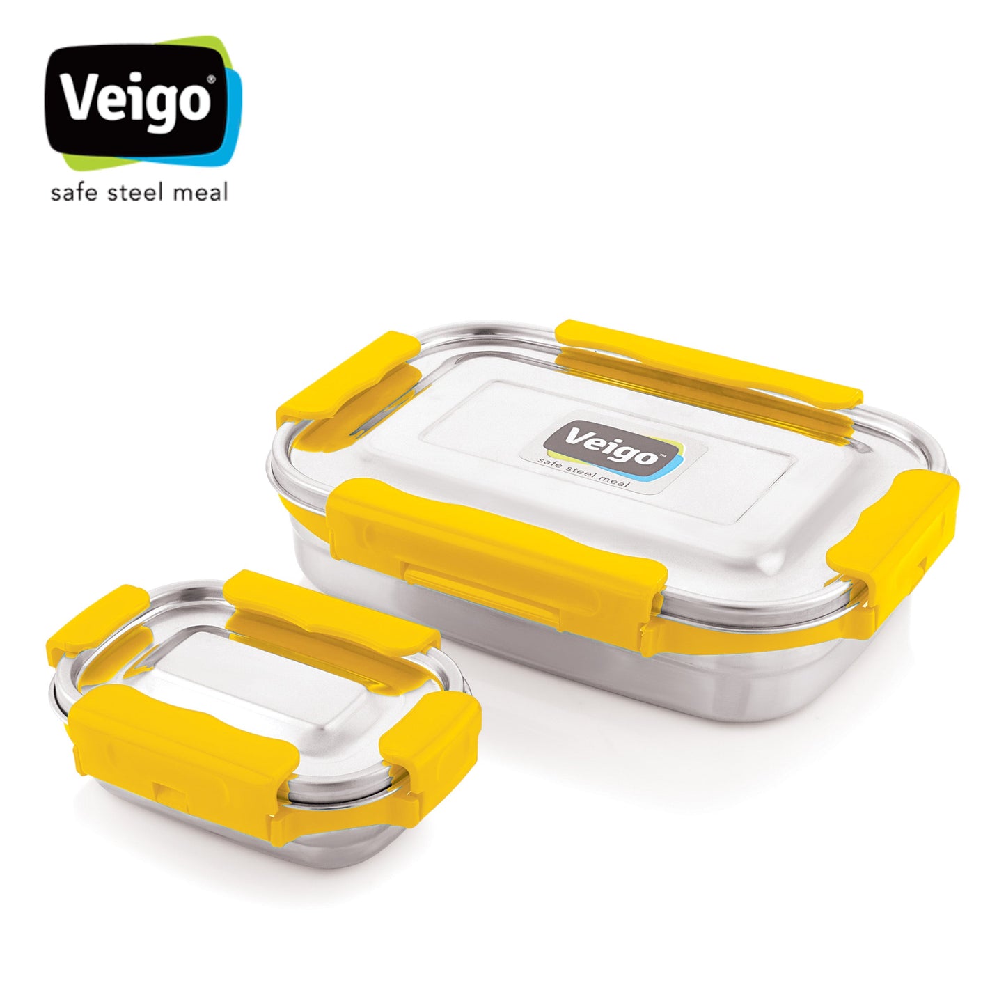 Veigo MaxoSteel JUMBO Lunch Box w/ Veg Box - Veigo Lunch Box / Yellow