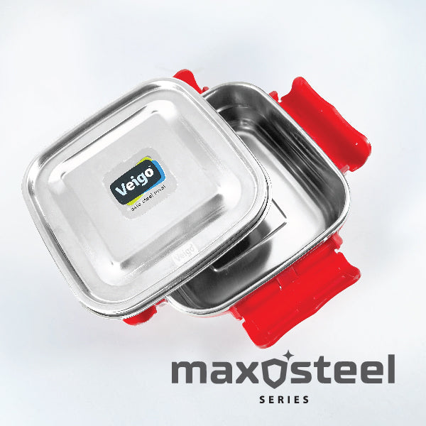 Veigo MaxoSteel Medium Stainless Steel Snack Box - Veigo Red / Single