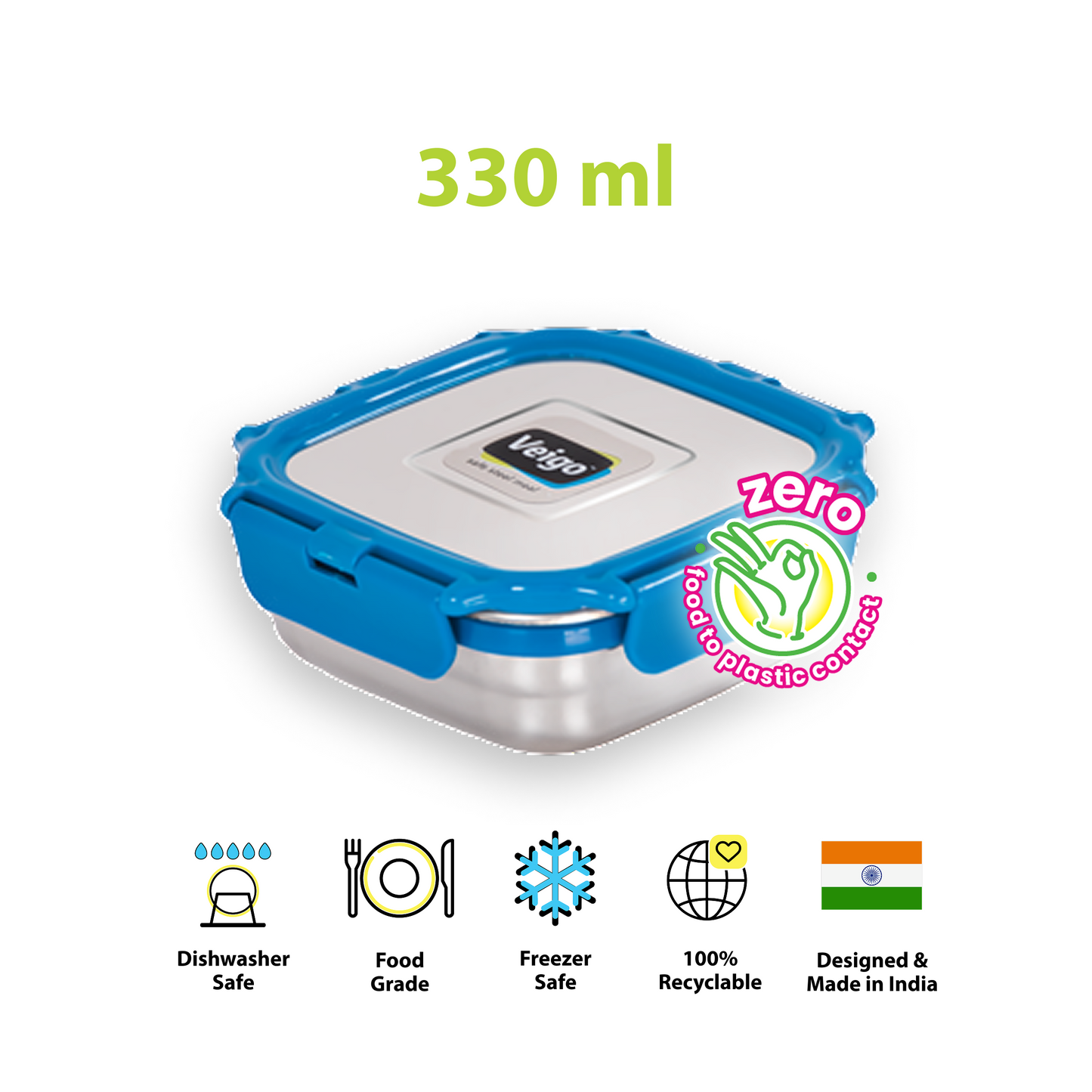 Veigo MEDIUM Steel Snack Box - Veigo Single / Dark Blue