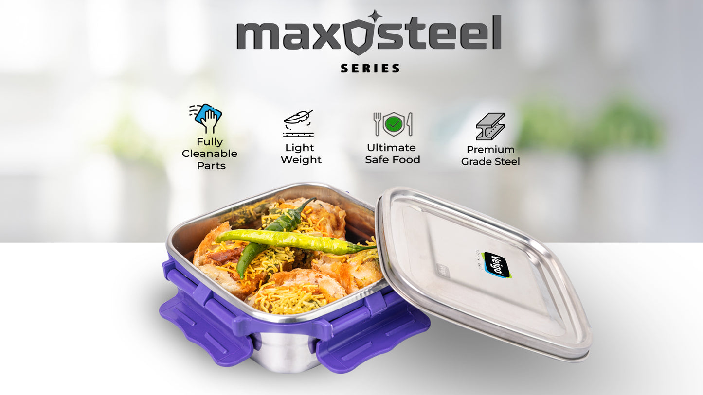Veigo MaxoSteel Medium Stainless Steel Snack Box - Veigo Red / Single