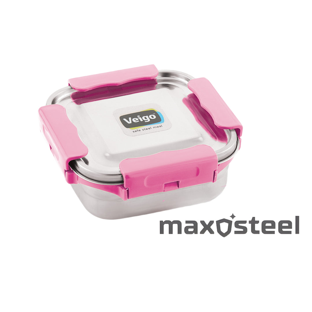 Veigo MaxoSteel Medium Stainless Steel Snack Box - Veigo Pink / Single