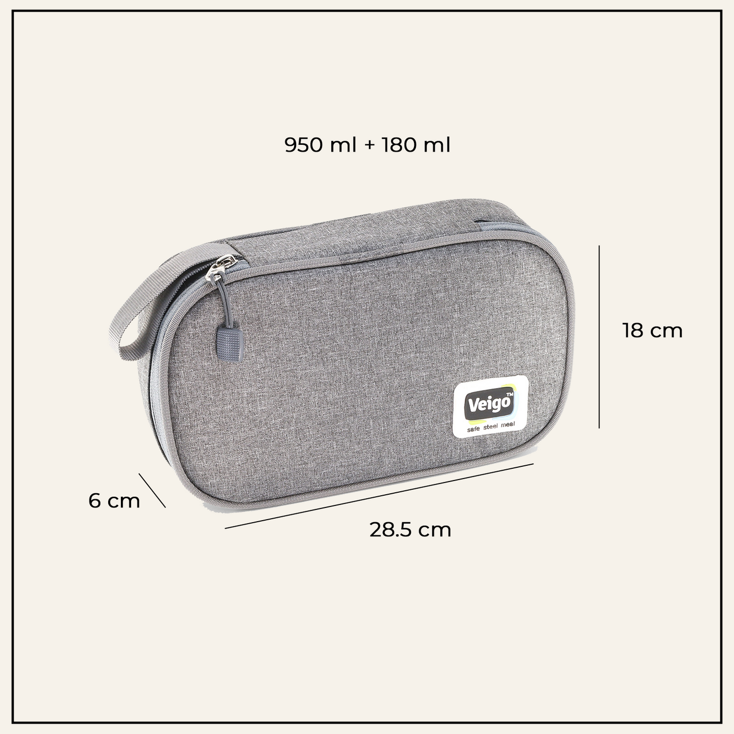 Veigo Jumbo Steel Lunch Box Set with Pouch - Veigo Green / Original