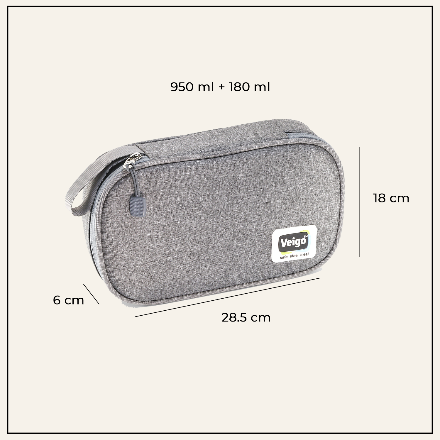 Veigo Jumbo Steel Lunch Box Set with Pouch - Veigo Green / Original