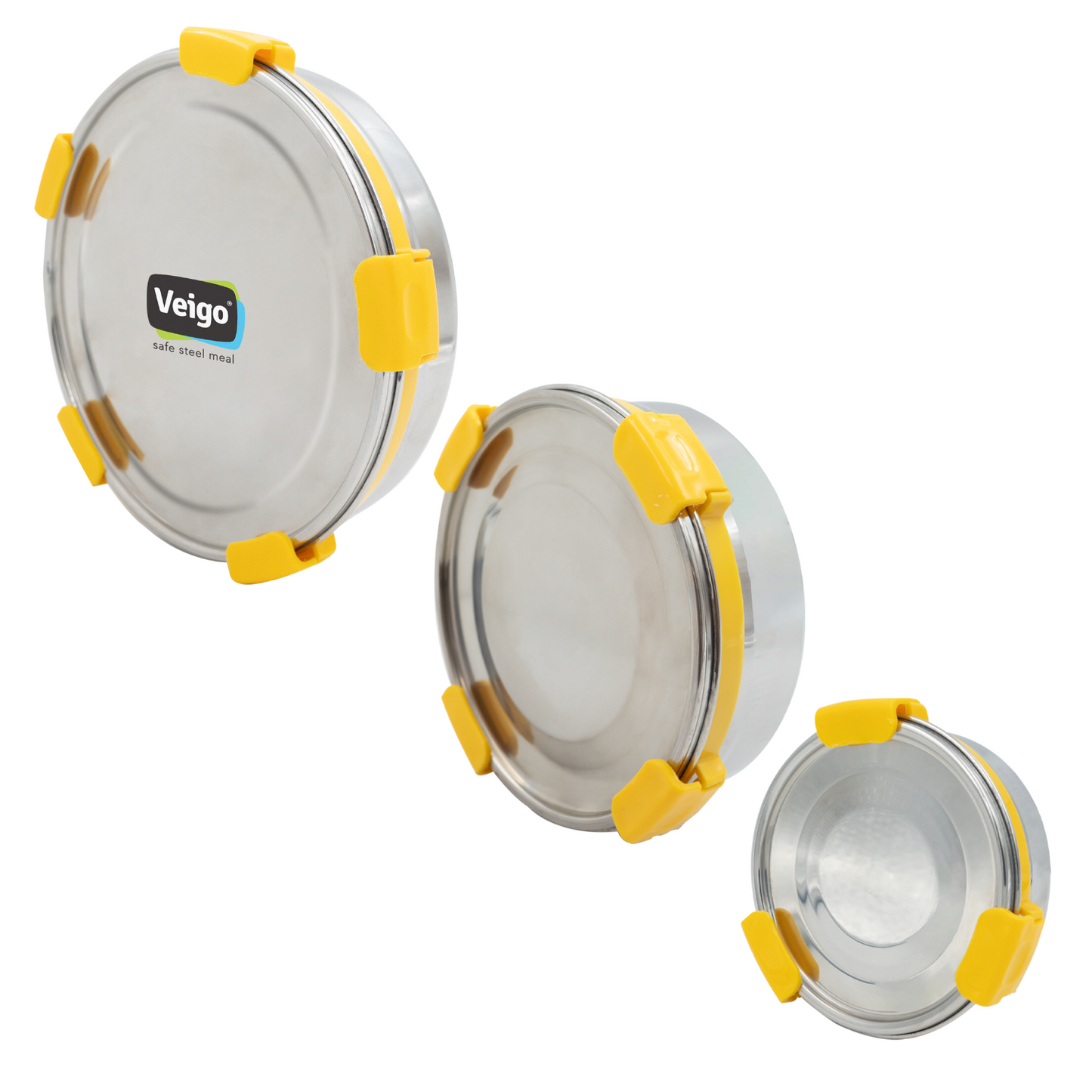 Veigo Maxosteel Round Storage Box- Set of 3 - Veigo Yellow