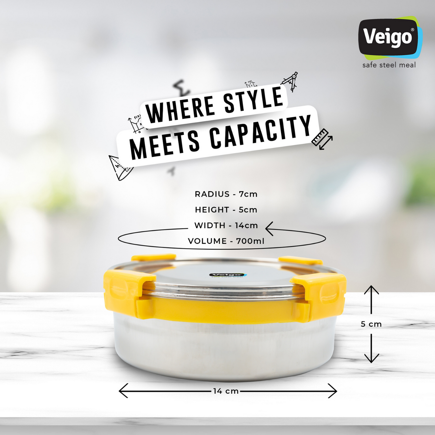 Veigo Maxosteel Round Storage Box- Set of 3 - Veigo Green