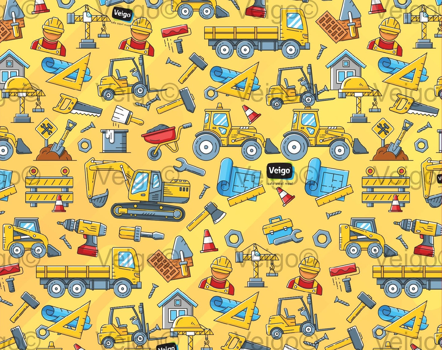 Veigo Skins 🎨- Fun & Waterproof - Veigo Jumbo 950 ml / Construction Vehicles