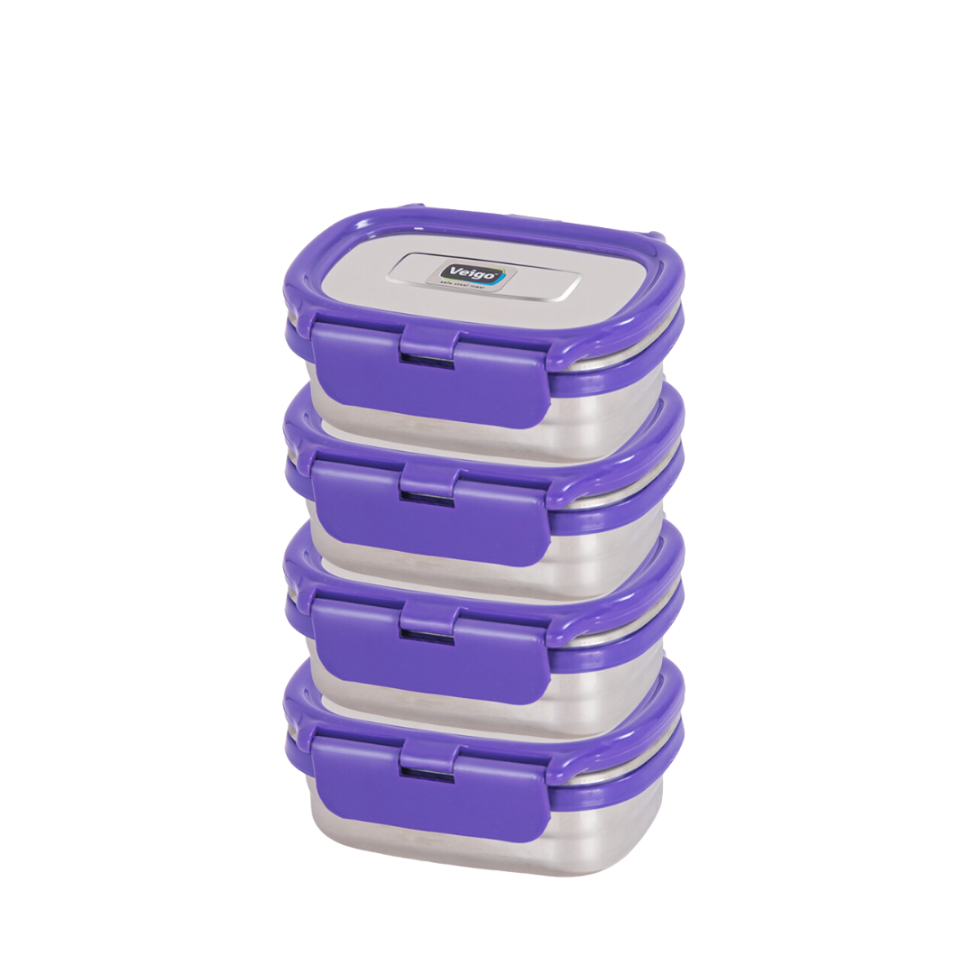 Veigo Chutney & Condiment Storage Dabbi - Set of 4 - Veigo Violet / Original