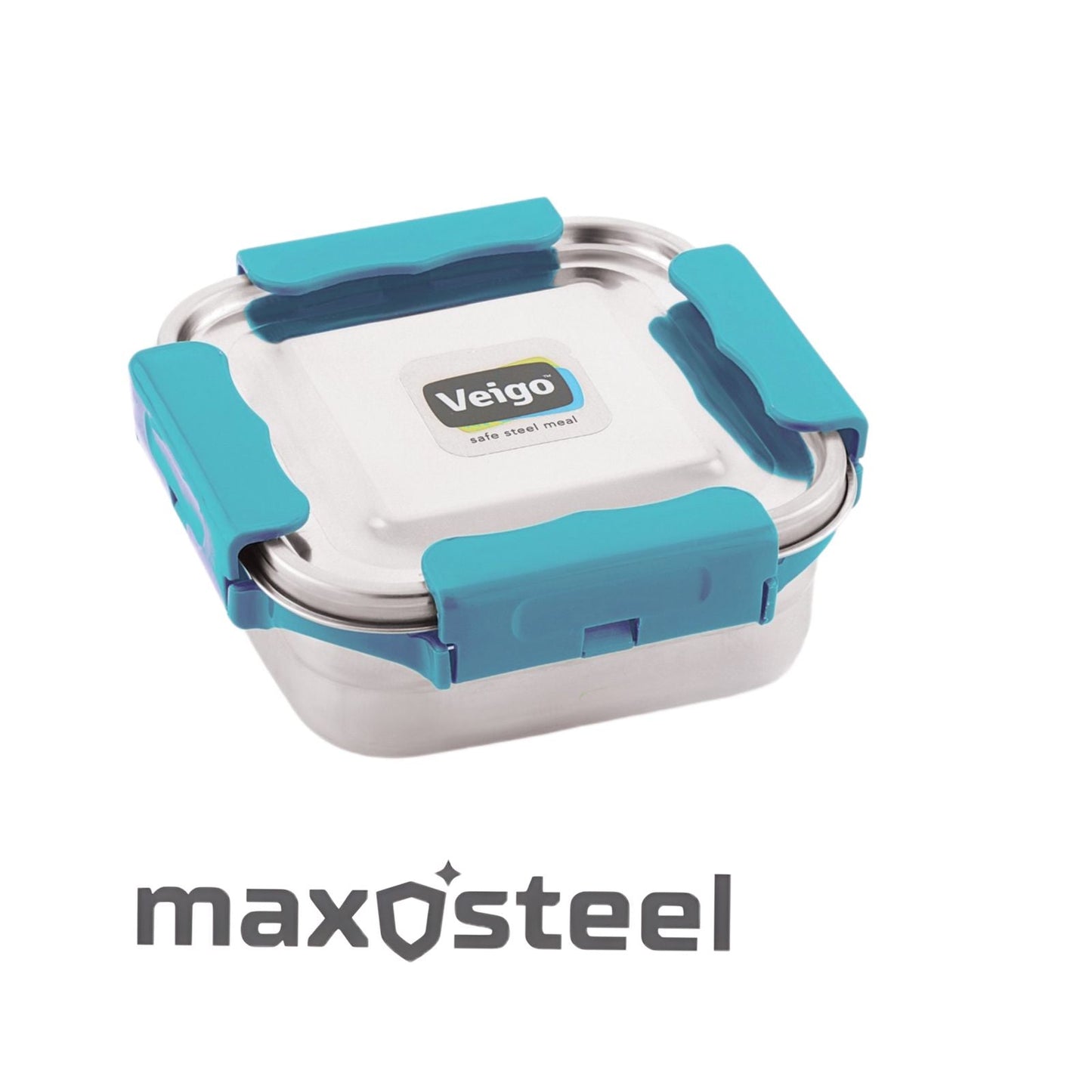 Veigo MaxoSteel Medium Stainless Steel Snack Box - Veigo Aqua Blue / Single