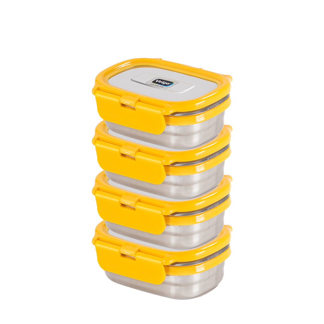 Veigo Chutney & Condiment Storage Dabbi - Set of 4 - Veigo Yellow / Original