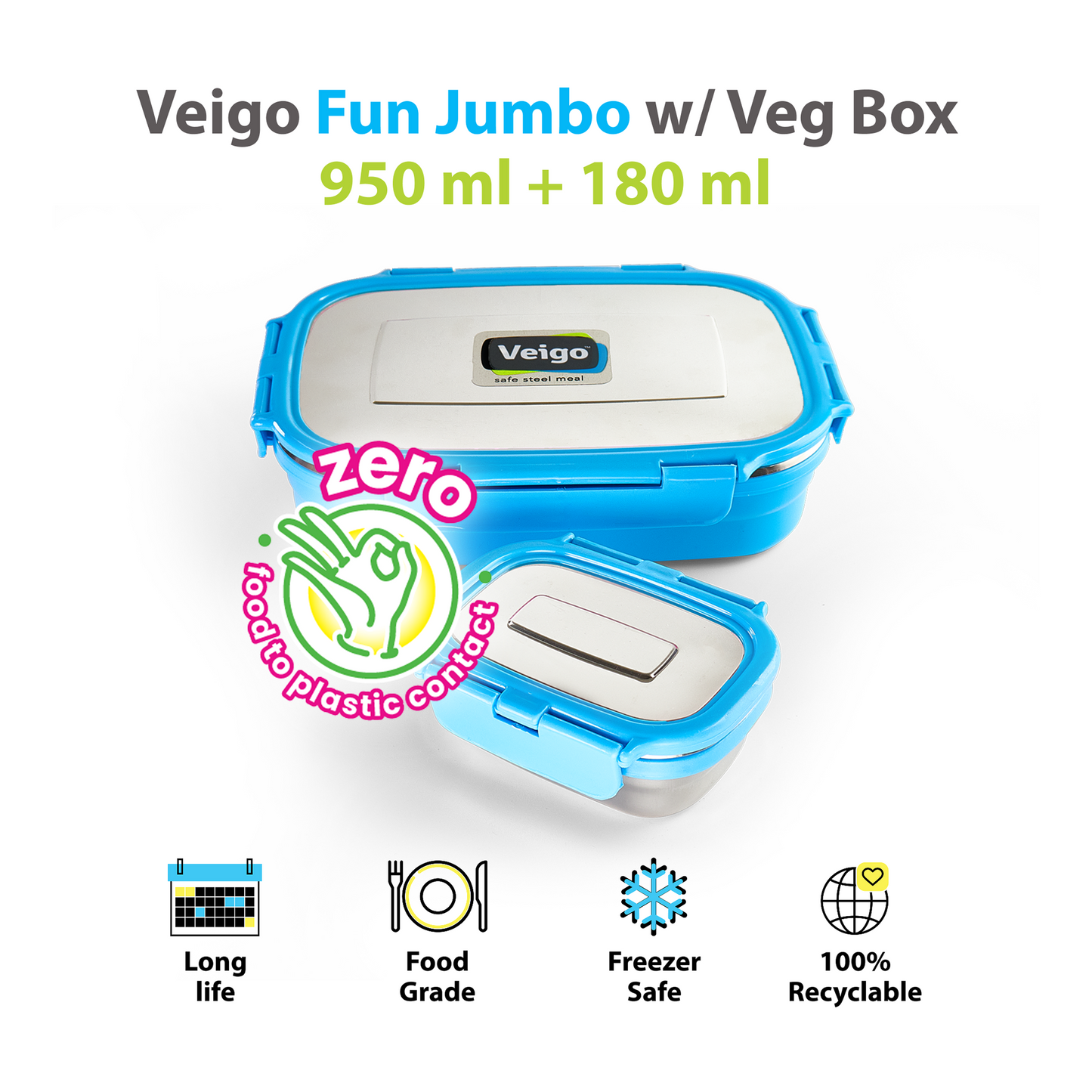 Fun Jumbo Leakproof Lunch Box w/ Veg Box