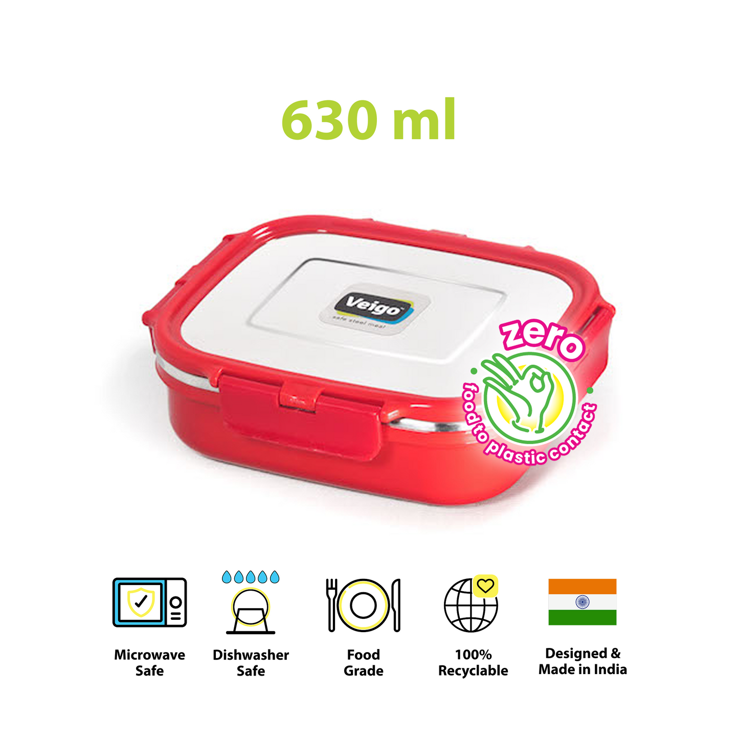 Veigo HeatUp Large Lunchbox | Microwave Safe | Leakproof & Stylish
