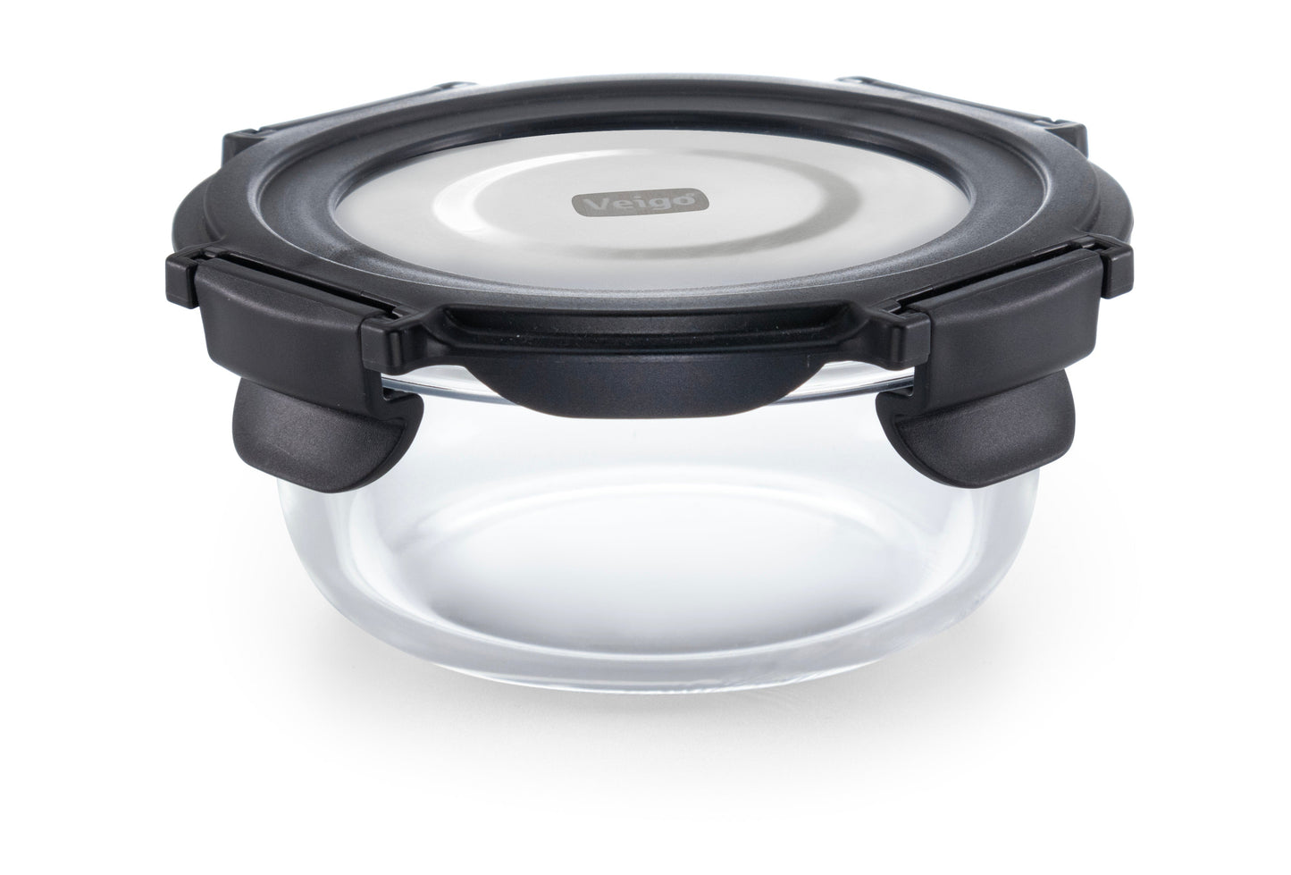 Veigo Pure and Sure | ROUND | Borosilicate Glass Container with Stainless Steel Lid - Veigo Stone