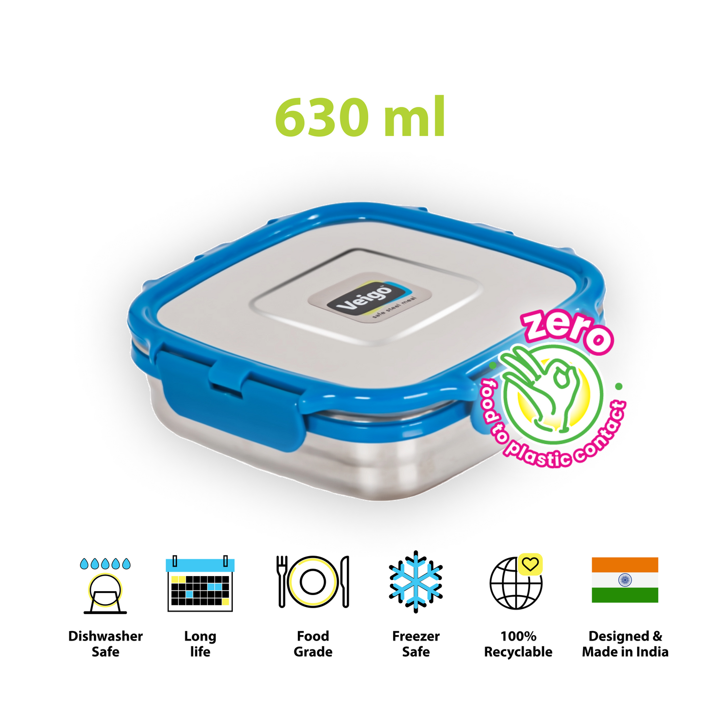 Veigo SANDWICH Steel Lunch Box - Veigo Single Piece / Dark Blue