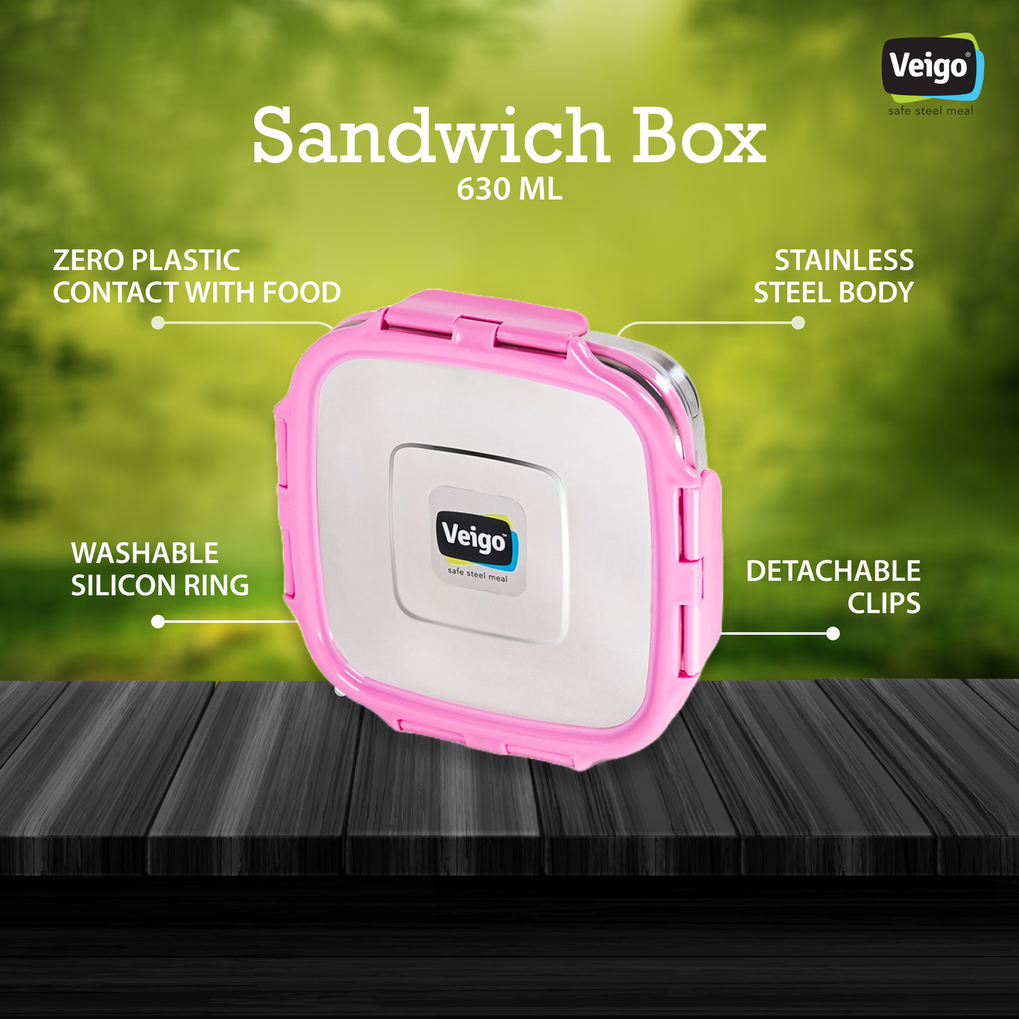 Veigo SANDWICH Steel Lunch Box - Veigo Single Piece / Green