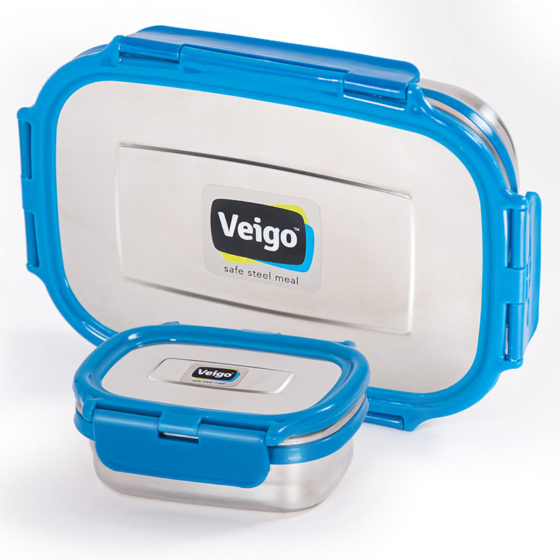 Veigo Jumbo Steel Lunch Box Set with Pouch - Veigo Green / Original