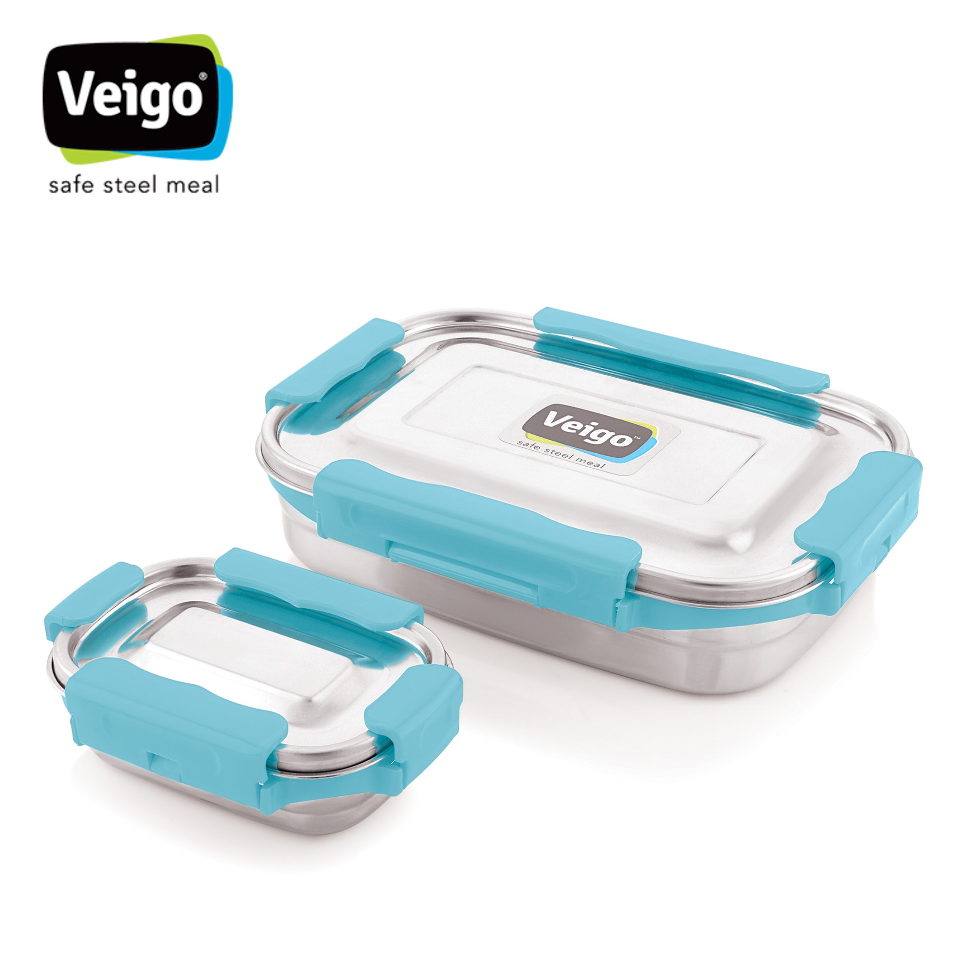 Veigo Jumbo Steel Lunch Box Set with Pouch - Veigo Green / Original