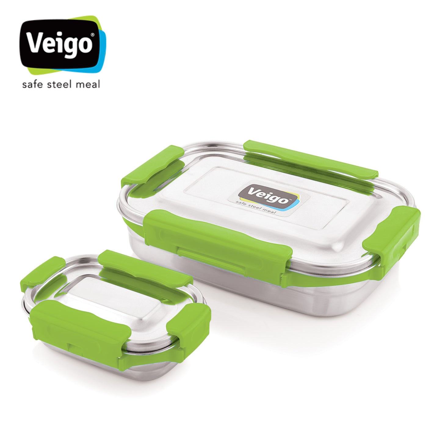 Veigo Jumbo Steel Lunch Box Set with Pouch - Veigo Green / Original