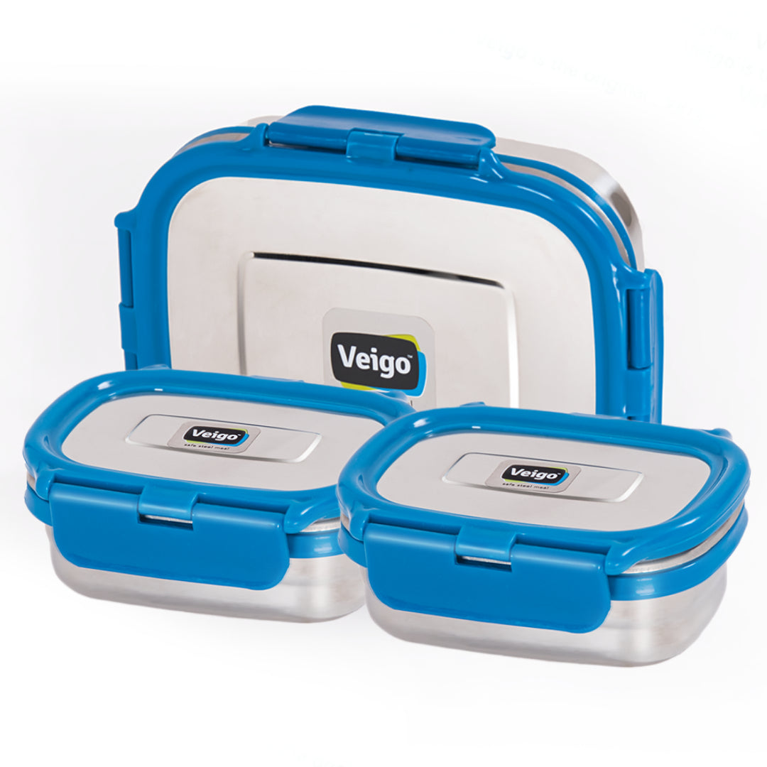 Veigo Daftar- Set of 3 Lunch Boxes in Lunch Bag - Veigo Yellow / Original