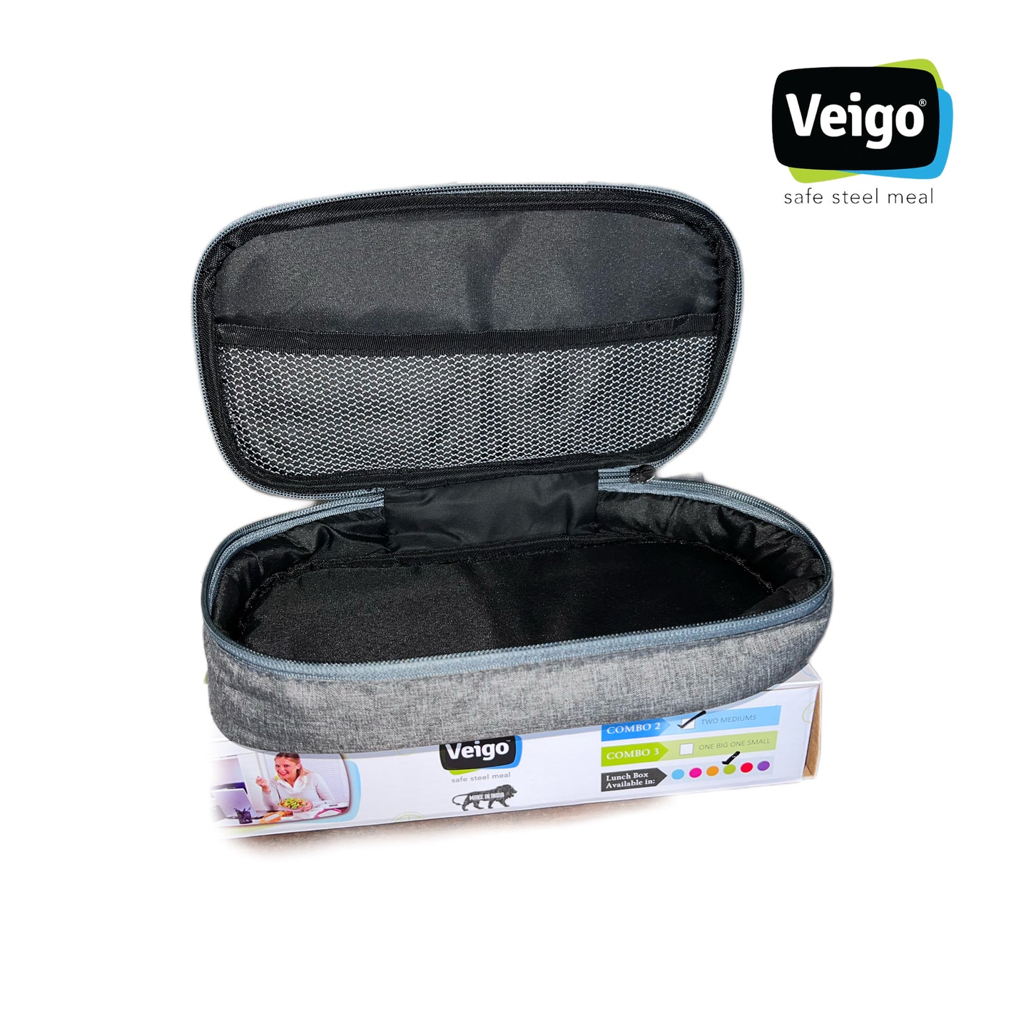 Veigo Daily- Set of 2 Lunch Boxes in a flat pouch - veigolunchboxes