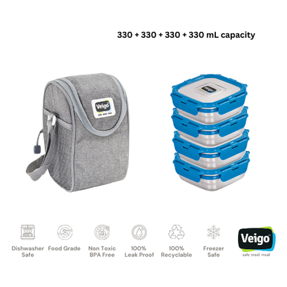 Veigo LunchBoss Combo- Tower of 4 in a Lunch Bag
