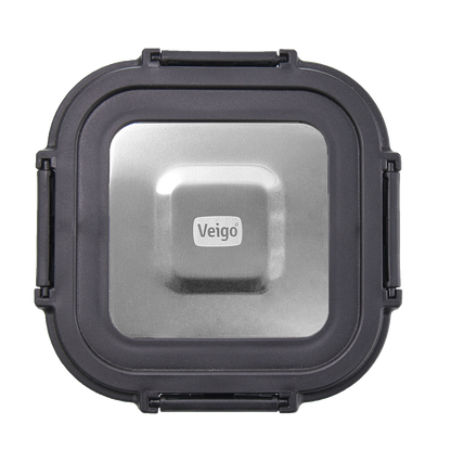 Veigo Pure and Sure | SQUARE  | Borosilicate Glass Container with Stainless Steel Lid