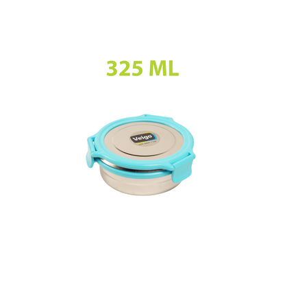 Veigo Round Steel Snack Box| Leakproof Steel Storage Box