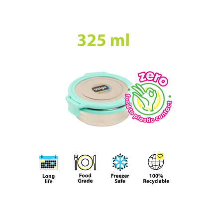 Veigo Round Steel Snack Box| Leakproof Steel Storage Box