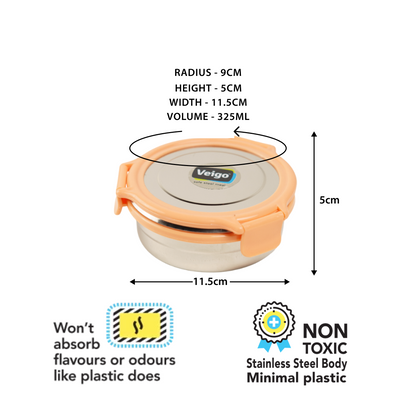Veigo Stack of 3 Round Steel Boxes | Durable & Leakproof