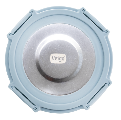 Veigo Pure and Sure | ROUND | Borosilicate Glass Container with Stainless Steel Lid