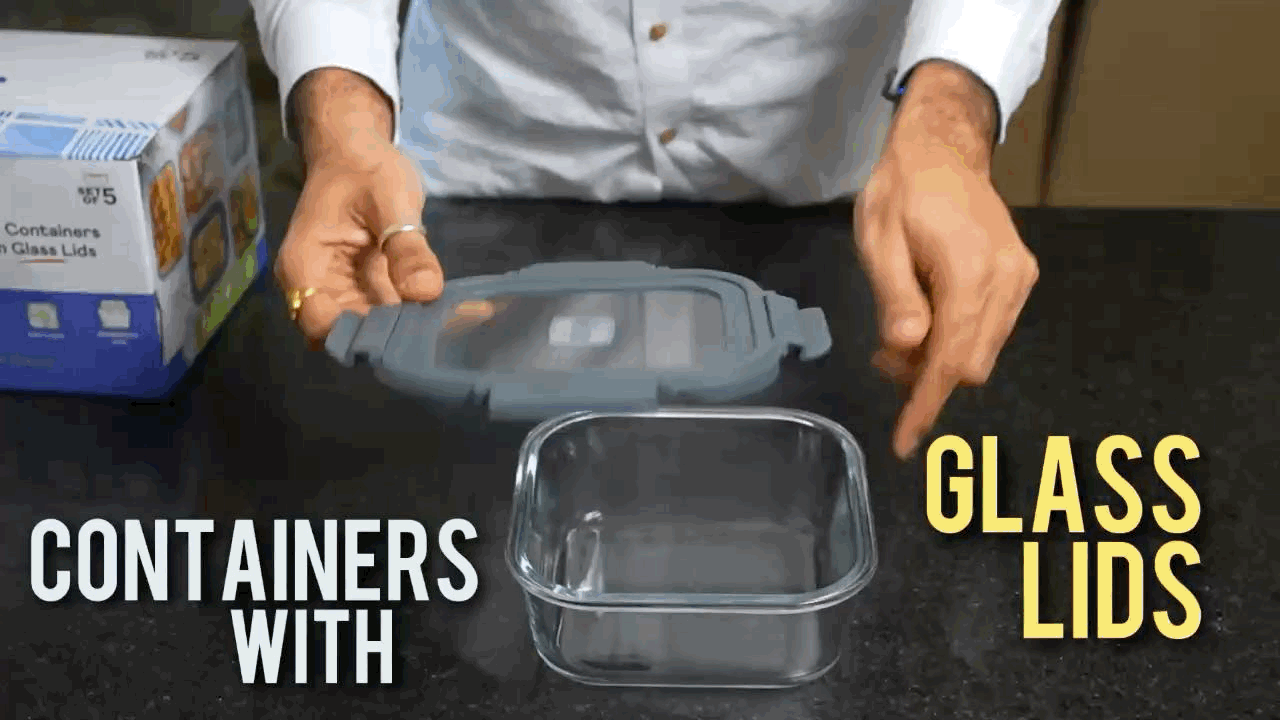 Glass Food Storage Containers with Glass Lids – Set of 5