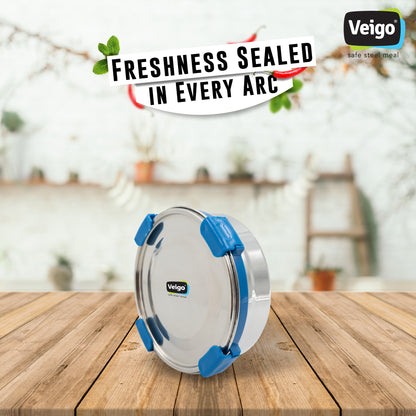 Veigo Maxosteel Round Storage Dabba