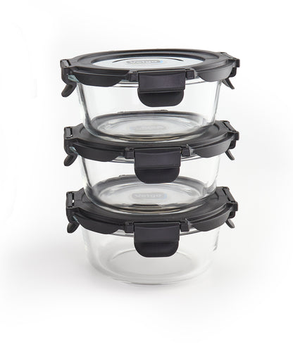 Veigo Glass LunchBoss- Set of 3 Round in an Insulated Pouch - veigolunchboxes