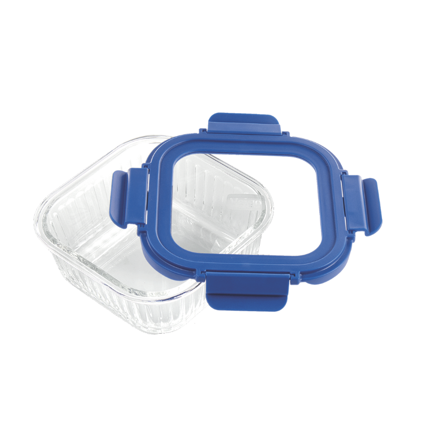 Veigo See & Serve |SQUARE| Glass Container w/ Glass Lid - Veigo Single / Ocean
