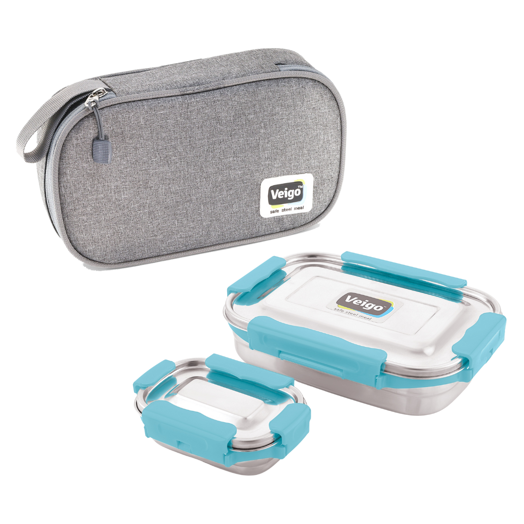 Veigo MaxoSteel JUMBO Lunch Box w/ Veg Box - veigolunchboxes