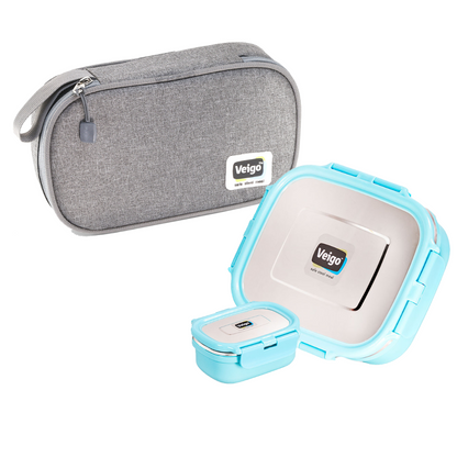 Veigo On the Go HeatUp - Set of 2 in a slim Lunch bag (Microwave Safe)