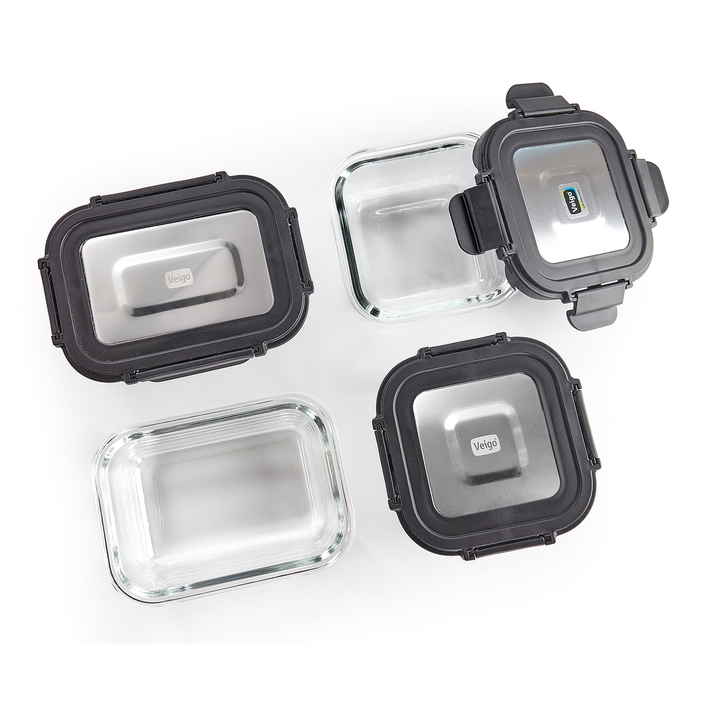 Veigo Glass Executive - Set of 4(Rec+ Square) in an Insulated Pouch - veigolunchboxes