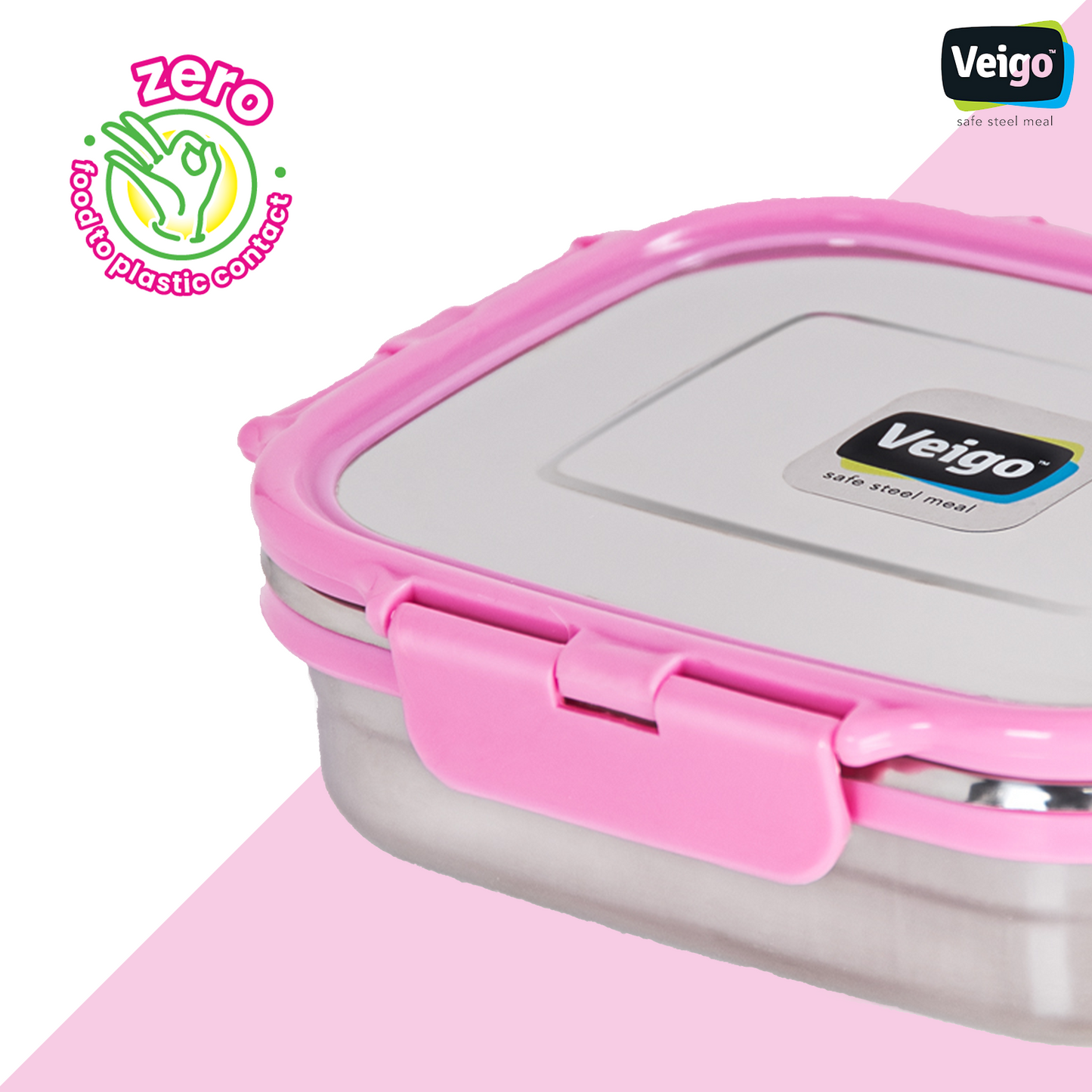 Veigo Steel Lunch Box Set w/ Fairy Pink SIP Bottle