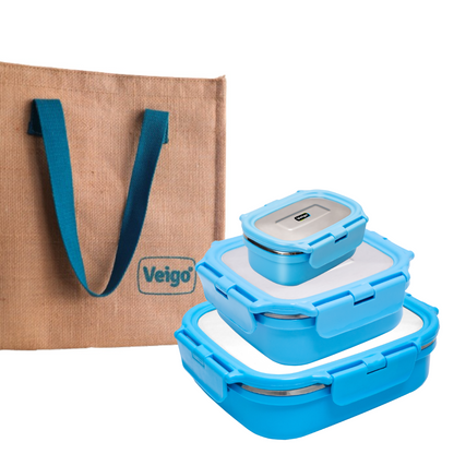 Veigo Heat-Up Lunch Box Set of 3(Large+ Medium+ Small)