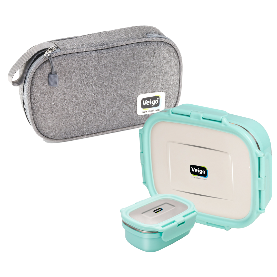 Veigo On the Go HeatUp - Set of 2 in a slim Lunch bag (Microwave Safe)