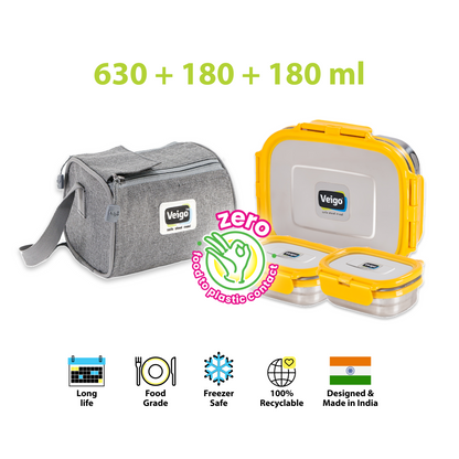 Veigo Daftar- Set of 3 Lunch Boxes in Lunch Bag