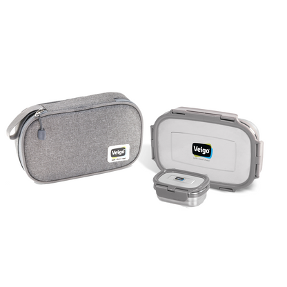 Veigo Jumbo Steel Lunch Box Set with Pouch