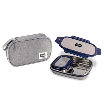 Veigo Jumbo Steel Lunch Box Set with Pouch