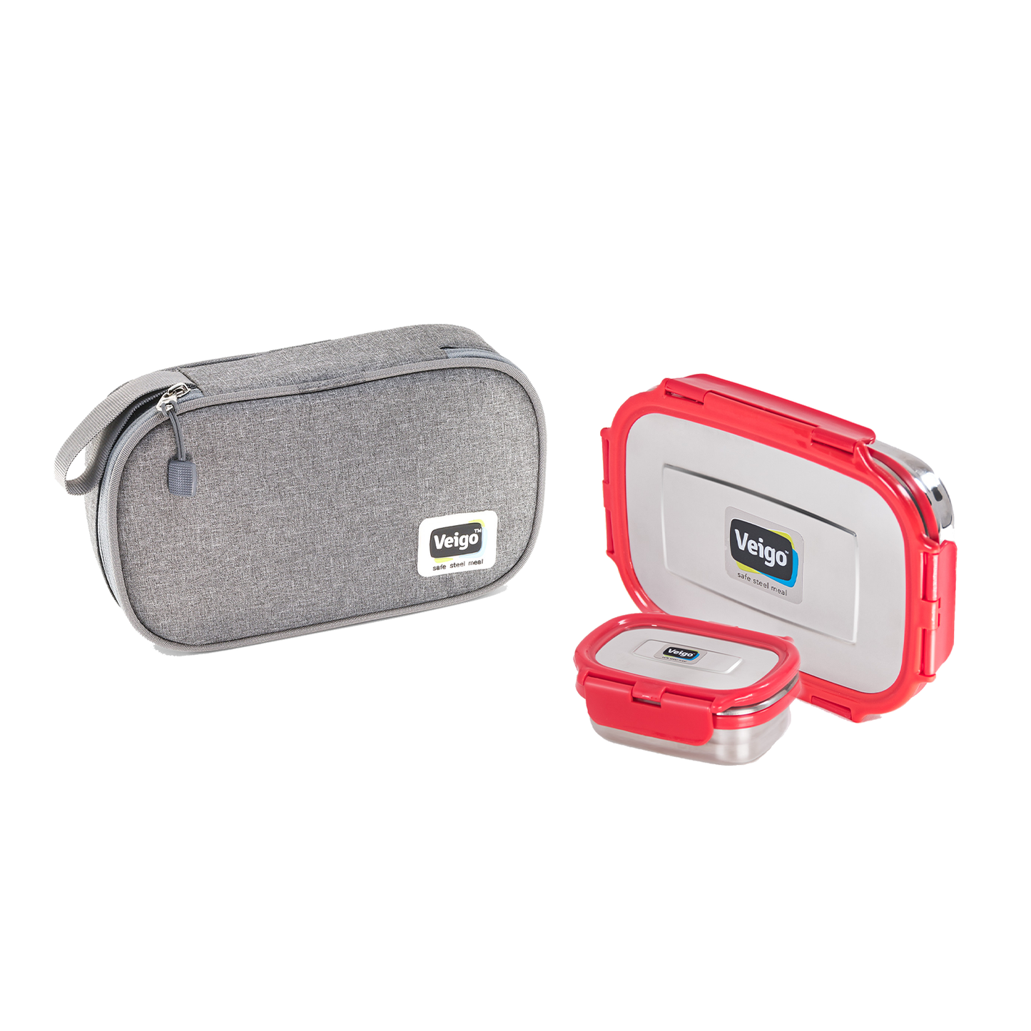 Veigo Jumbo Steel Lunch Box Set with Pouch