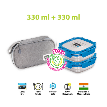 Veigo Daily- Set of 2 Lunch Boxes in a flat pouch